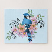 Blauwe Jay Lente Bloemen Legpuzzel (Horizontaal)