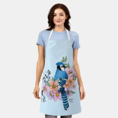 Blauwe Jay Lente Bloemen Schort (Gedragen)
