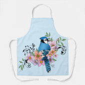 Blauwe Jay Lente Bloemen Schort (Voorkant)