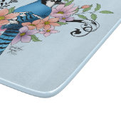 Blauwe Jay Lente Bloemen Snijplank (Hoek)