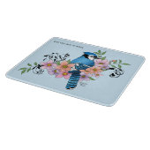Blauwe Jay Lente Bloemen Snijplank (Hoek)