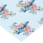 Blauwe Jay Lente Bloemen Tafelkleed (Gekanteld)