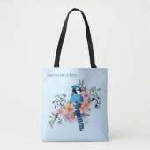 Blauwe Jay Lente Bloemen Tote Bag (Voorkant)