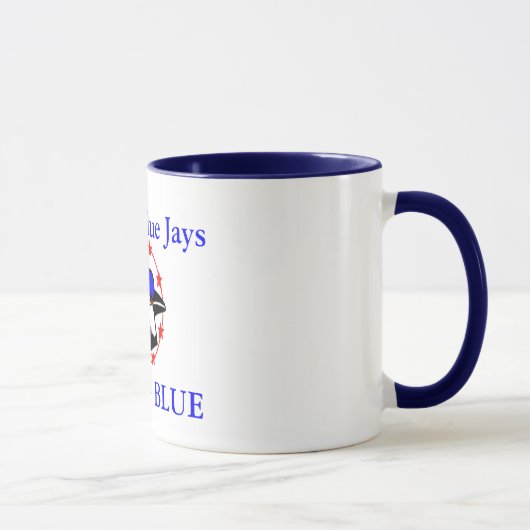 blauwe jay, Merrill Blue Jays, GO BIG BLUE Mok (Rechts)