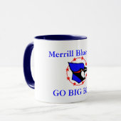 blauwe jay, Merrill Blue Jays, GO BIG BLUE Mok (Voorkant links)