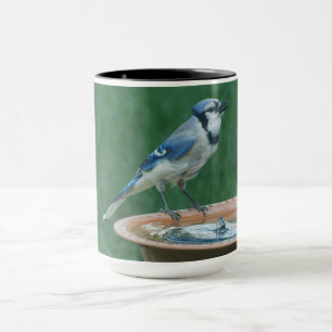 Blauwe Jay op Vogelbad Vogelfotografie 15oz Koffie Mok