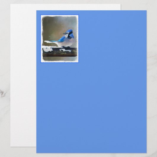 Blauwe jay-schildering - Oorspronkelijke vogelkuns (Voorkant / Achterkant)