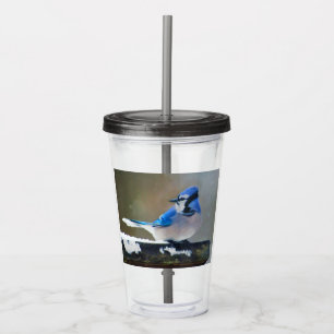 Blauwe jay-schildering - Oorspronkelijke vogelkuns Acryl Drinkbeker