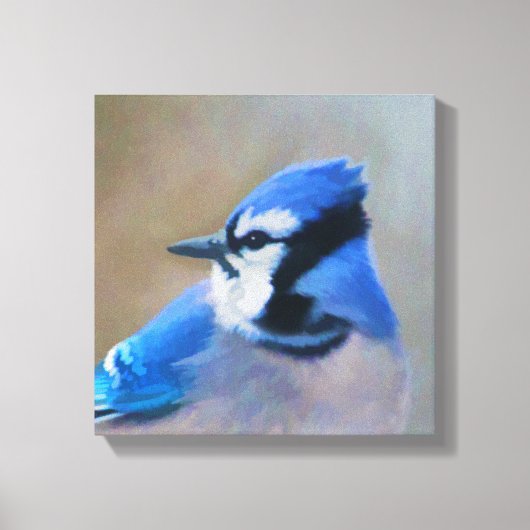 Blauwe jay-schildering - Oorspronkelijke vogelkuns Canvas Afdruk (Voorkant)