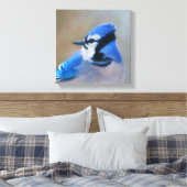 Blauwe jay-schildering - Oorspronkelijke vogelkuns Canvas Afdruk (Insitu (Slaapkamer))