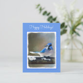 Blauwe jay-schildering - Oorspronkelijke vogelkuns Feestdagenkaart (Staand voorkant)