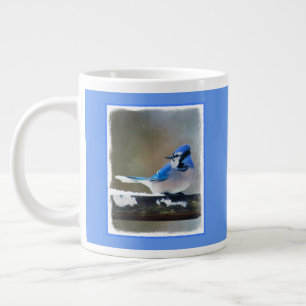 Blauwe jay-schildering - Oorspronkelijke vogelkuns Grote Koffiekop
