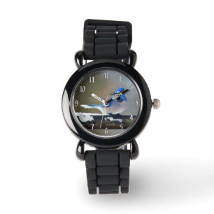 Blauwe jay-schildering - Oorspronkelijke vogelkuns Horloge