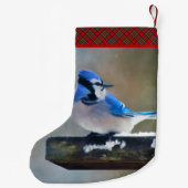 Blauwe jay-schildering - Oorspronkelijke vogelkuns Kleine Kerstsok (Achterkant)