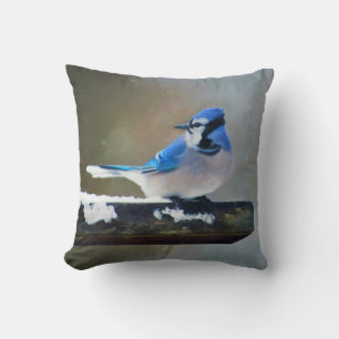 Blauwe jay-schildering - Oorspronkelijke vogelkuns Kussen