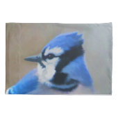 Blauwe jay-schildering - Oorspronkelijke vogelkuns Kussensloop (Achterkant)