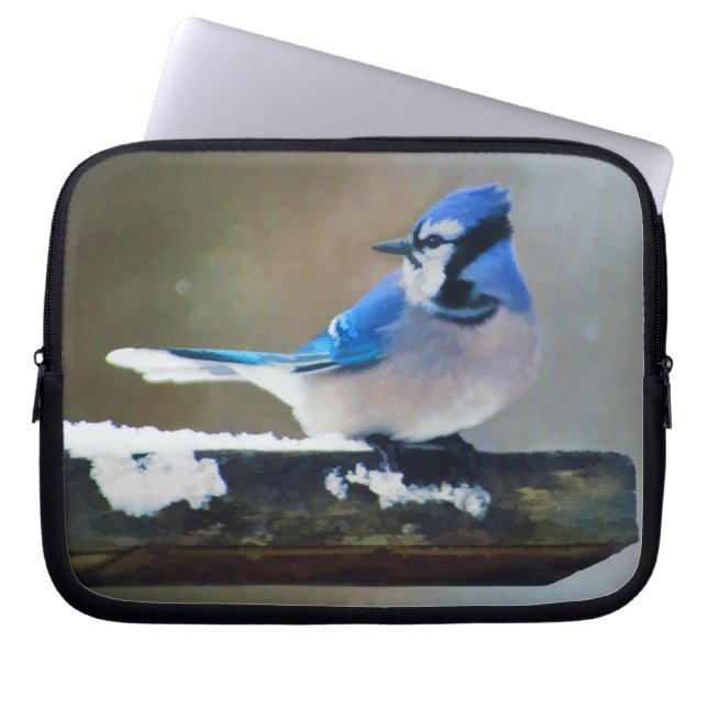 Blauwe jay-schildering - Oorspronkelijke vogelkuns Laptop Sleeve (Voorkant)