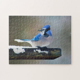 Blauwe jay-schildering - Oorspronkelijke vogelkuns Legpuzzel