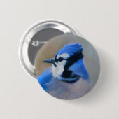 Blauwe jay-schildering - Oorspronkelijke vogelkuns Ronde Button 5,7 Cm (Voorkant /achterkant)