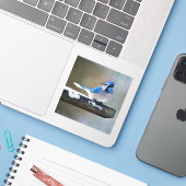 Blauwe jay-schildering - Oorspronkelijke vogelkuns Sticker (Laptop met iPhone)