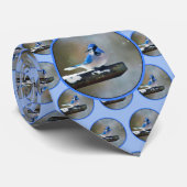 Blauwe jay-schildering - Oorspronkelijke vogelkuns Stropdas (Opgerold)