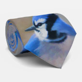 Blauwe jay-schildering - Oorspronkelijke vogelkuns Stropdas (Opgerold)