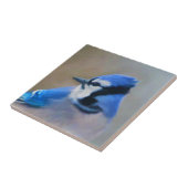 Blauwe jay-schildering - Oorspronkelijke vogelkuns Tegeltje (Zijkant)