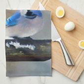 Blauwe jay-schildering - Oorspronkelijke vogelkuns Theedoek (Quarter Fold)