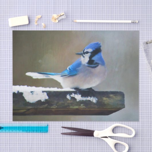 Blauwe jay-schildering - Oorspronkelijke vogelkuns Tissuepapier (Craft)