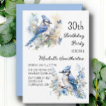 Blauwe Jay Vogel Bloemen Springtime 30e Verjaardag Kaart<br><div class="desc">30e verjaardagsfeestuitnodiging met schilderijen van prachtige Blauwe Jays die tussen de bloesems in de takken van een boom zitten. Neem contact met mij op voor hulp bij uw aanpassingen of om aanvullende matching of coördinatie van Zazzle producten aan te vragen voor uw feest.</div>