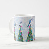 Blauwe Jays en kerstbomen Koffiemok (Voorkant links)