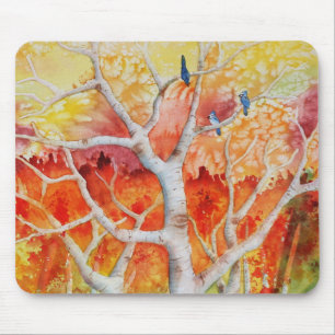 Blauwe jays in de herfst muismat