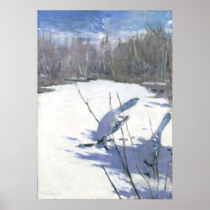 Blauwe Jays in de winter door Abbott Handerson Tha Poster