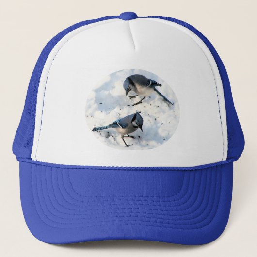 Blauwe Jays in sneeuw Trucker Pet (Voorkant)