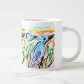 Blauwe Jays vliegen lente tijd Grote Koffiekop (Rechts)