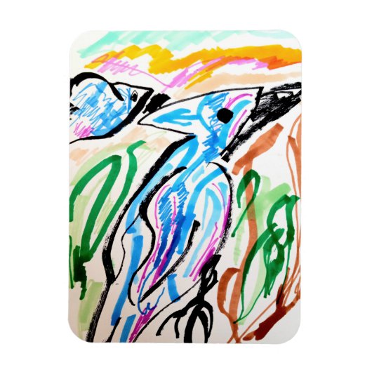 Blauwe Jays vliegen lente tijd Magneet (Verticaal)