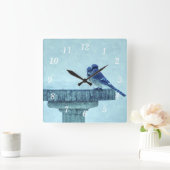 Blauwe Jays Winter Feeding Painterly Wandklok (Huis)
