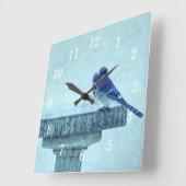 Blauwe Jays Winter Feeding Painterly Wandklok (Hoek)