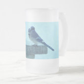 Blauwe Jays Wintervoer Painterly Bevroren glas B Matglas Bierpul (Voorkant rechts)