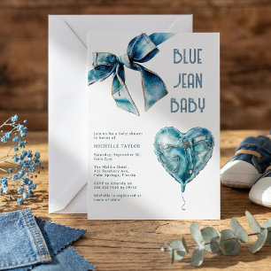 Blauwe Jean Baby Denim Baby Shower Kaart