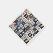 Blauwe Jean Denim Patchwork schedels en bloemen Servet (Hoek)