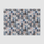 Blauwe Jean Denim Patchwork schedels en bloemen Tissuepapier (Voorkant)