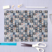 Blauwe Jean Denim Patchwork schedels en bloemen Tissuepapier (Craft)