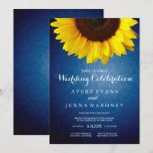 Blauwe Jean & Gele Zonnebloem Uitnodiging (Voorkant / Achterkant)