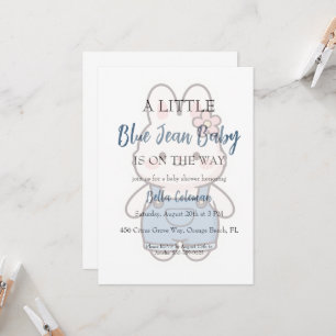 blauwe jeans baby shower uitnodigingen