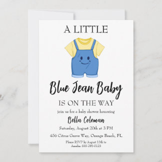 blauwe jeans baby shower uitnodigingen