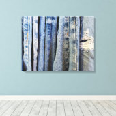 Blauwe Jeans Canvas Afdruk (Insitu (Houten vloer))
