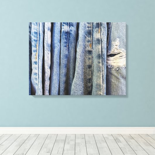 Blauwe Jeans Canvas Afdruk (Insitu (Houten vloer))