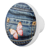 Blauwe Jeans Denim Kijk en vlinder Keramische Knop (Rechts)