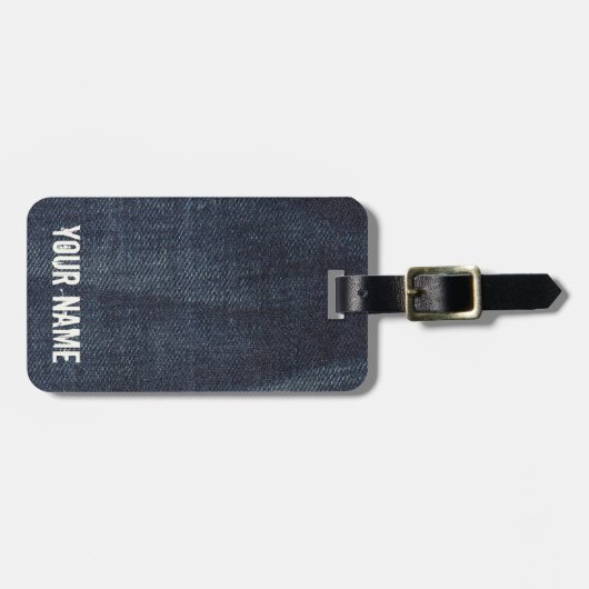 Blauwe jeans Denim-structuur Bagagelabel (Voorkant horizontaal)